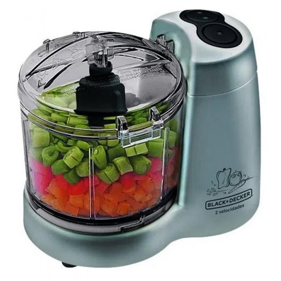 Mini Processador Black+Decker Cinza Com 2 Velocidades 120W 127V